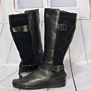 Clarks Black Leather Combat Boots